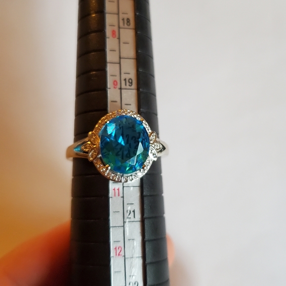 *RARE* Vintage 925 Sterling Aquamarine Ring - Picture 5 of 6